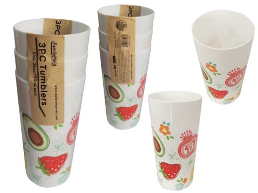 72 Pieces 3 Piece Printed Tumblers - Cups