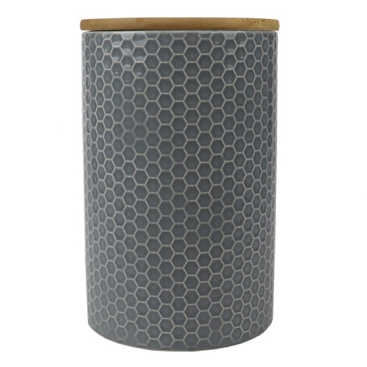 12 Pieces Home Basics Honeycomb Large Ceramic Canister, Grey - Storage & Organization