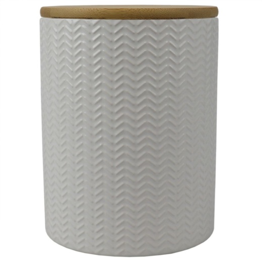12 Pieces Home Basics Wave Medium Ceramic Canister, White - Storage & Organization