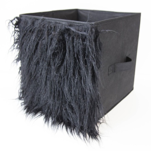 12 Pieces Home Basics Collapsible Faux Fur Non-Woven Bin, Black