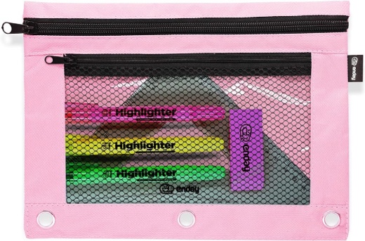 24 Pieces Double Zipper 3-Ring Pencil Pouch With Mesh Window, Purple - Pencil Boxes & Pouches