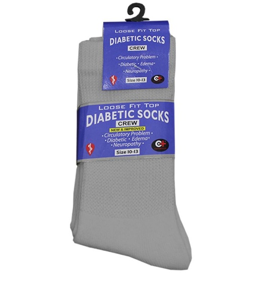 120 Pairs Men's Heather Grey Diabetic Crew Sock - Men's Diabetic Socks