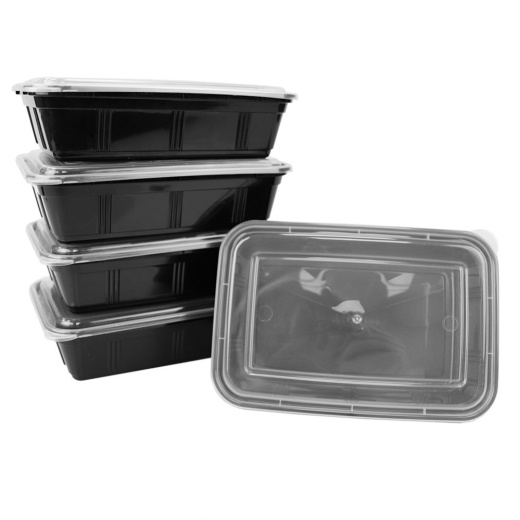 12 Pieces Home Basic BPA-Free Plastic Meal Prep Containers, Black - Food Storage Containers