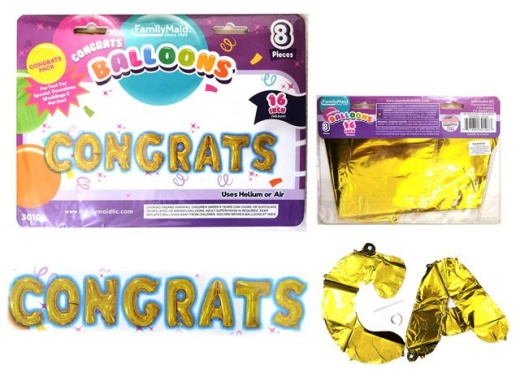 144 Pieces Congrats Letter Balloons with String