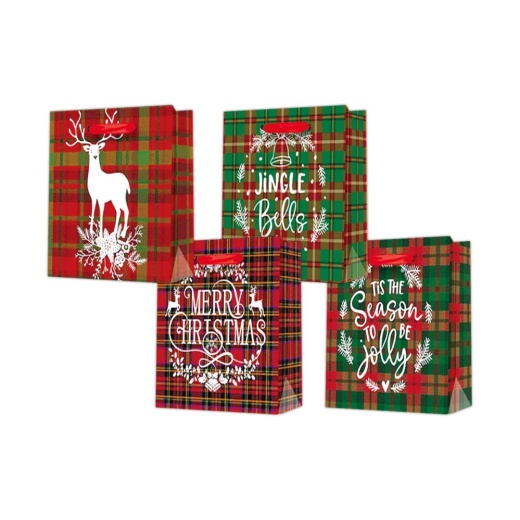 96 Pieces 2Pk Medium Xmas Bag - Gift Bags Christmas