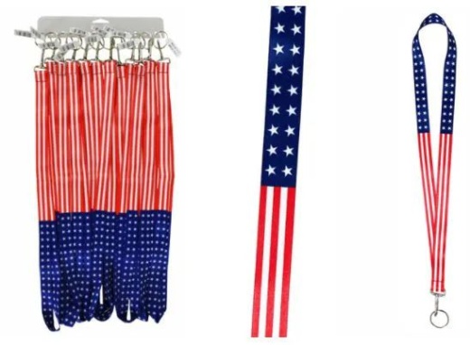 72 Pieces USA Flag Lanyard Keychain - ID Card Holder