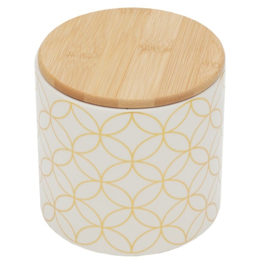 Home Basics Vescia Small Ceramic Canister With Bamboo Top - Storage & Organization Solution
