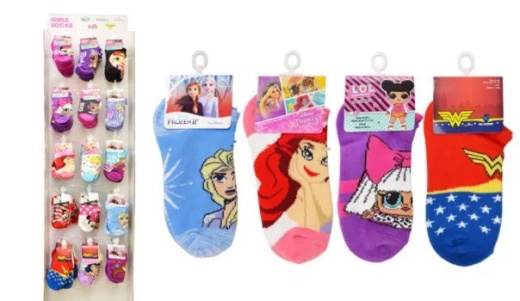 120 Pieces Licensed Socks In Wing Panel Girls - Girls Ankle Sock