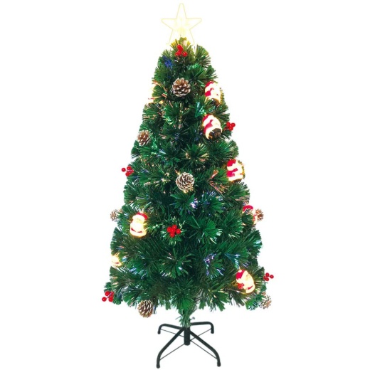 4 Pieces 4Ft/120T Optical Fiber Tree 8S W/Astd Ornaments - Christmas Novelties