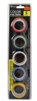 48 Pieces Electrical Tape 5 Piece Assorted Color - Tape & Tape Dispensers