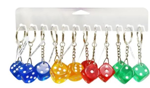 72 Pieces Dice Keychain Translucent - Key Chains