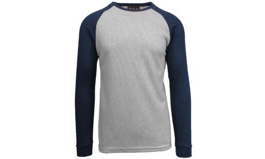 24 Pieces Men's Raglan Thermal Shirt Heather Grey/Navy, Size 3Xlarge - Mens Thermals