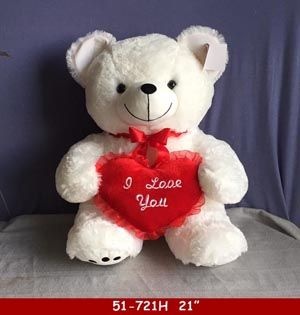 8 Pieces Big White Hug Bear with Heart - Plush Toys