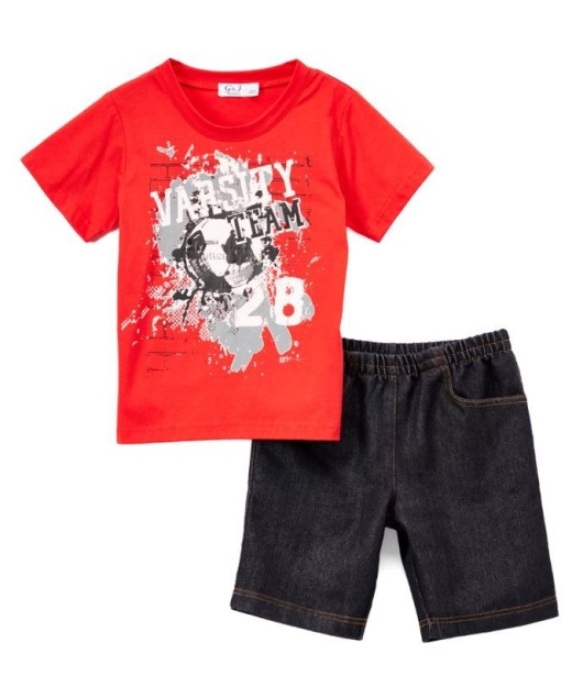 6 Pieces Boys Graphic Tshirt And Denim Short Set- Size 4/5 - 7/8 - Boys Shorts
