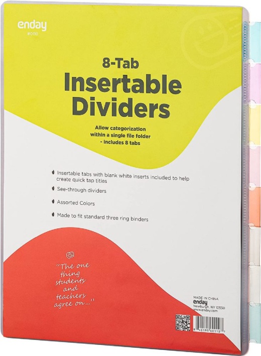 12 Pieces 3-Ring Binder Dividers with 8-Insertable Color Tabs - Binders