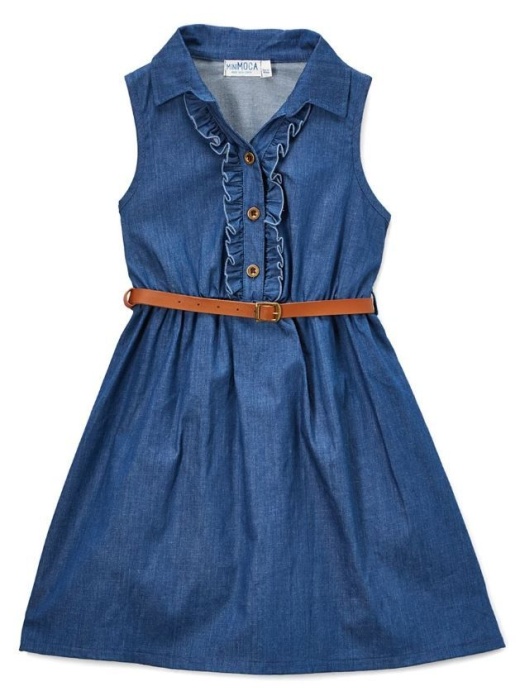 6 Pieces Girls' Indigo Chambray Dress In Size 4-6X - Girls Dresses And Romper Sets