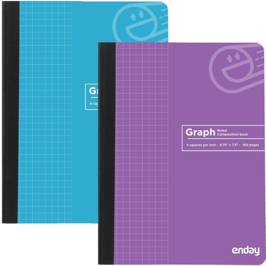 48 Pieces Composition Book Quad-Ruled 4-1" 100 Ct., Purple