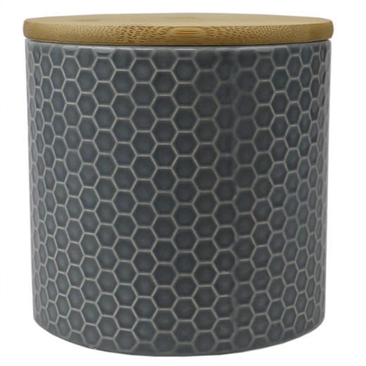 12 Pieces Home Basics Honeycomb Small Ceramic Canister, Grey - Storage & Organization