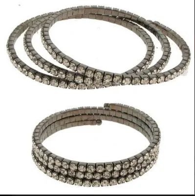 24 Pieces Rhinestone Coil Bracelets - Bracelets