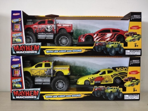 6 Pieces 2 Asstd 8" F/W Big Wheels Pick Up Truck W/ 8" F/W Racing Car - Cars, Planes, Trains & Bikes