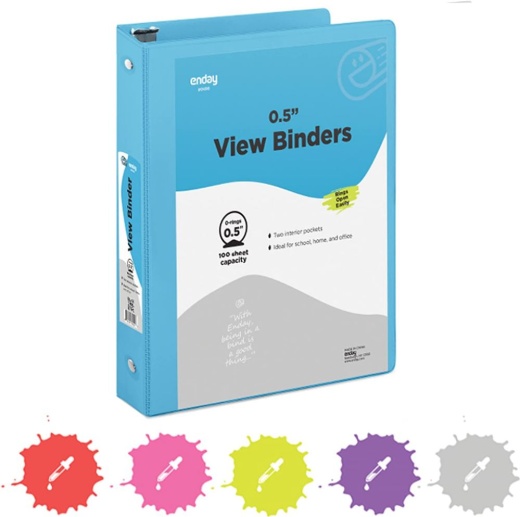 12 Pieces 1/2" O-Ring View Binder With 2-Pockets, Blue - Binders