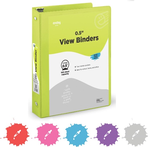12 Pieces 1/2" O-Ring View Binder with 2-Pockets, Green - Binders