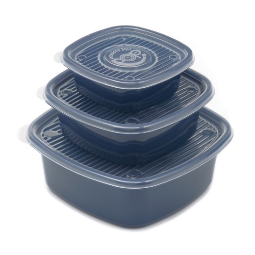 8 Pieces Home Basics 6 Piece Square Plastic Meal Prep Set, Blue