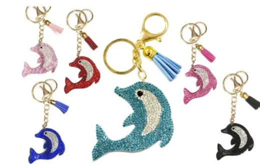 72 Pieces Rhinestone Keychain Dolphin - Key Chains