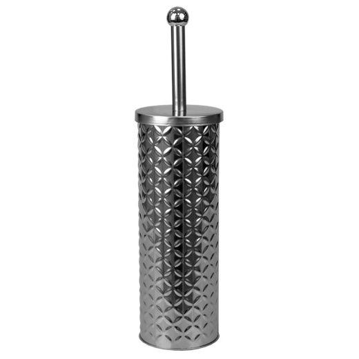 12 Pieces Home Basics Embossed Stainless Steel Toilet Brush Holder, Silver - Toilet Brush