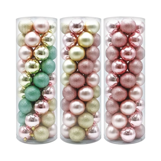 6 Packs Christmas Ball Ornament Set 45Ct