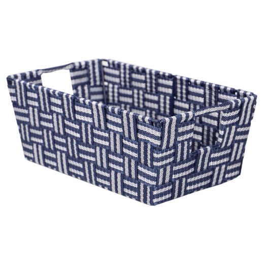 6 Pieces Home Basics Striped Small Woven Strap Open Bin, Blue - Storage & Organization Solutions