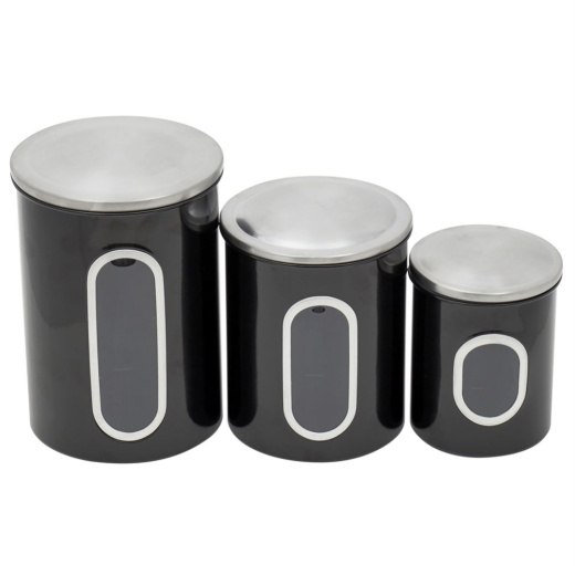 6 Pieces Home Basics Stainless Steel Canisters with Windows