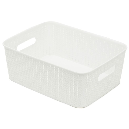 6 Pieces Home Basics 12.5 Liter Plastic Basket With Handles, White - Baskets