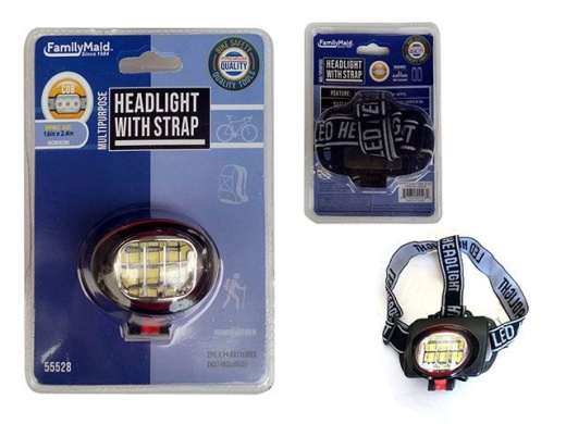 144 Pieces Led Headlight with Strap for Biking - White
