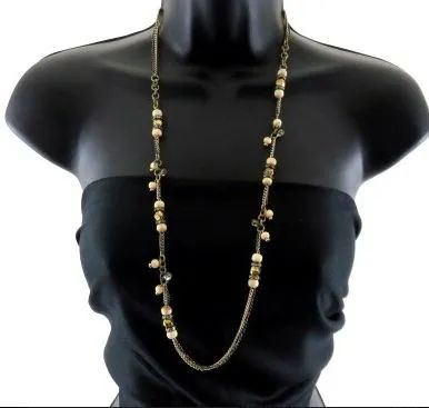 12 Pieces Long Double Chain Necklace With Assorted Bead Patterns Throughout - Necklace