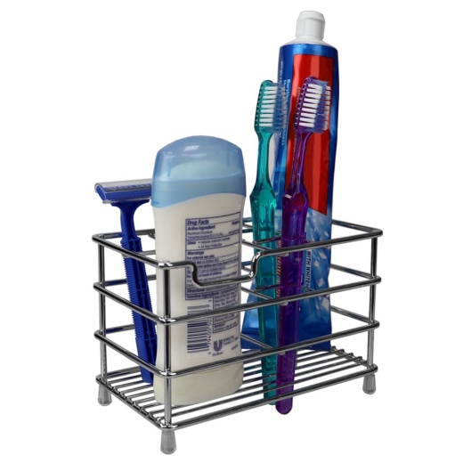12 Piece Home Basics Bath Caddy Organizer, Chrome
