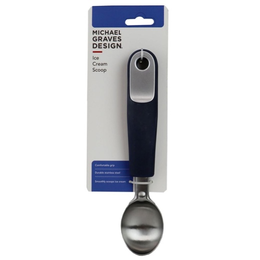 Michael Graves Design 24 Pieces Comfortable Grip Stainless Steel Rounded Ice Cream Scoop, Indigo