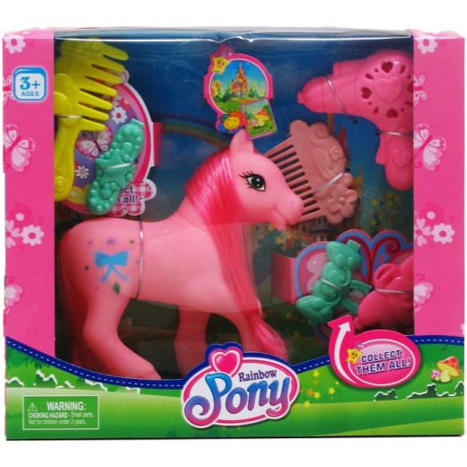 Rainbow Pony Dolls - 12 Pieces 5" Assorted Colors with Accessories in Window Box