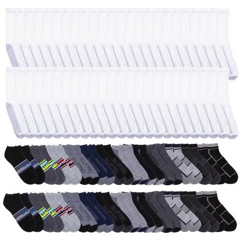48 Pairs of Mens White Crew Socks - Size 10-13 and Low Cut Size 9-11 in Assorted Colors