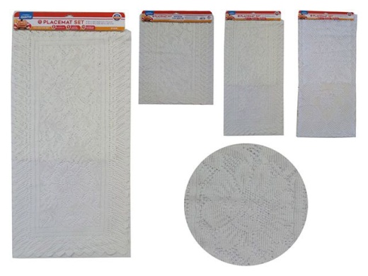 144 Pieces 3 Piece Center Table Mat And Placemat Set - White Beige
