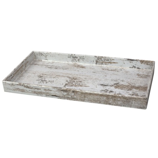 8 Pieces Home Basics Antique Wood Look Farmhouse Rustic Vintage Plastic Nesting Decorative Vanity Tray, White - Home Accessories