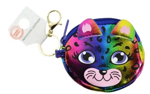 72 Pieces Keychain Coin Purse Rainbow Kitty - Coin Holders & Banks