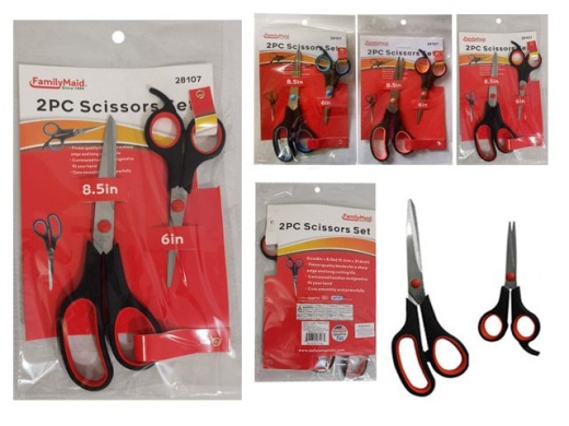 96 Pieces 2 Piece Scissors - Black and Red