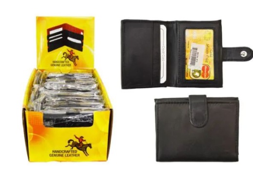 48 Pieces Card Wallet With Snap Closure Genuine Leather