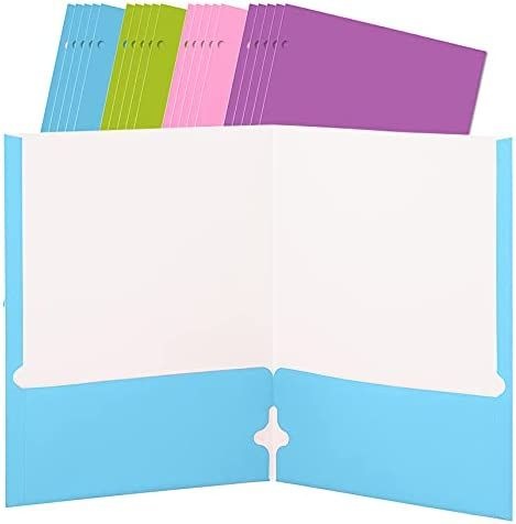 96 Pieces Paper Solid Color 2-Pockets Poly Portfolio - Folders And Report Covers