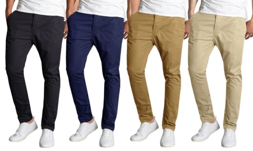 12 Pieces Men's Slim-Fit Cotton Stretch Chino Pants Assorted Colors Bulk Buy - Men's Sweatpants For Donation