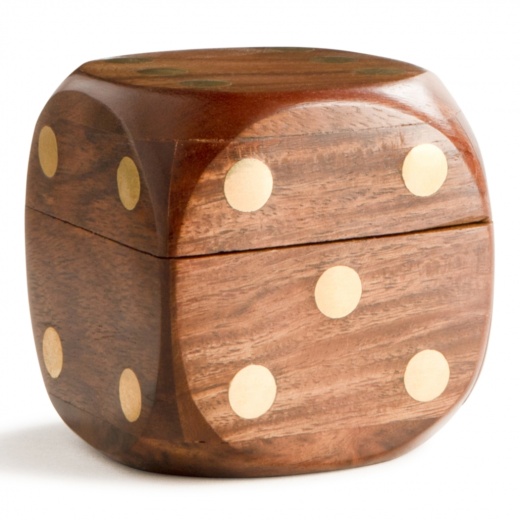 Dice Box with 5 Dices, Brass - Premium Gaming Accessory