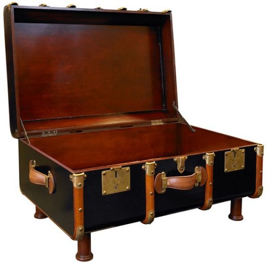 Stateroom Trunk Table, Black - Elegant Semi-Antique Furniture for Your Home