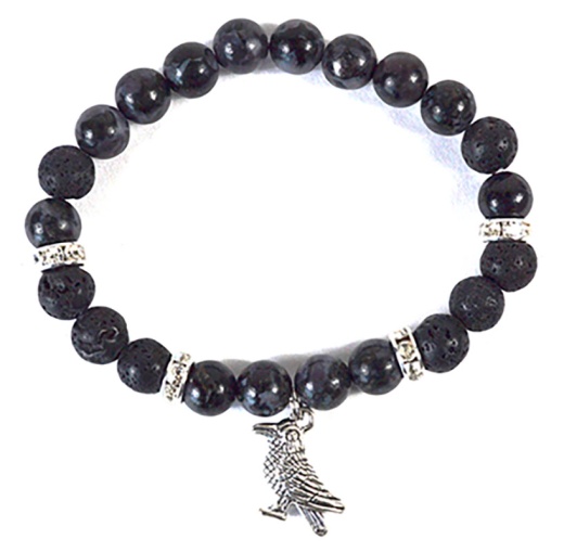 Indigo Lava Raven Gabbro Beaded Bracelet