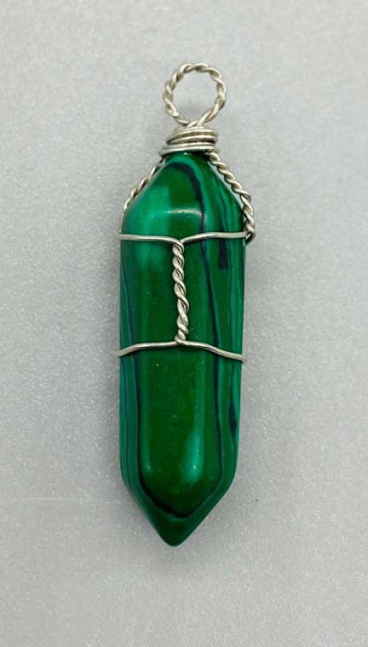 Wire Wrapped Malachite Point Set of 5 Synthetic Crystals